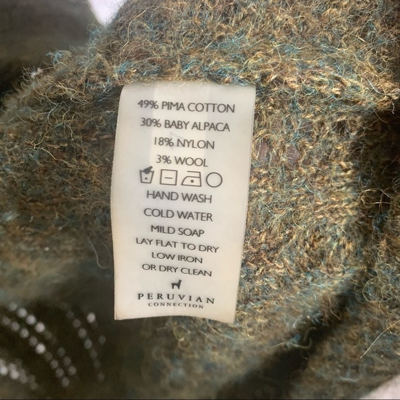 Peruvian Connection Marled Green Baby Alpaca And Cotton Sleeveless Cardigan - Picture 13 of 15